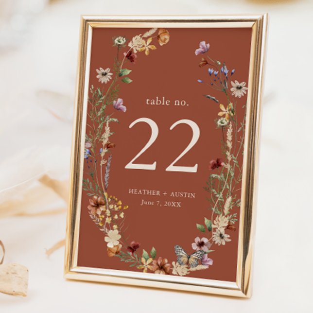 Numeração De Mesa Número de Mesa Floral Boho Terracota (Terracotta Boho Floral Table Number by Painted Paperie
)