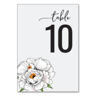 Numeração De Mesa Número de Mesa Floral Branco Elegante