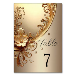 Numeração De Mesa Número de Mesa Floral Dourado Ornamentado