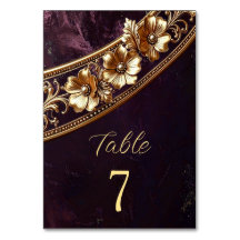 Número de Mesa Floral Dourado Ornamentado