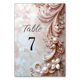 Numeração De Mesa Número de Mesa Floral e Pérola Ornamentada Rosa