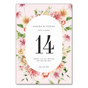 Numeração De Mesa Número de Mesa Floral Jardim Afterglow Casamento