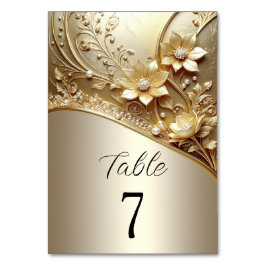 Numeração De Mesa Número de Mesa Floral Ouro Ornamentado Moderno com