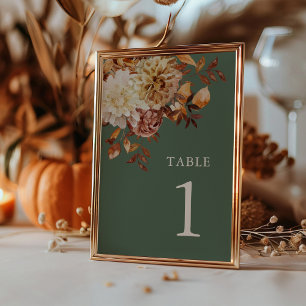 Numeração De Mesa Número de Mesa Floral Outono Verde Salvia