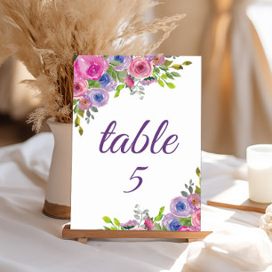 Numeração De Mesa Número de Mesa Floral Rosa Roxo
