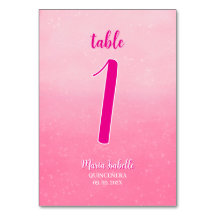 Número de mesa Glitter Rosa Quinceñera