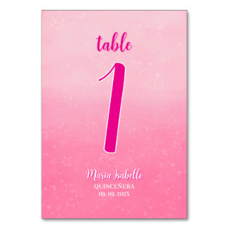 Numeração De Mesa Número de mesa Glitter Rosa Quinceñera