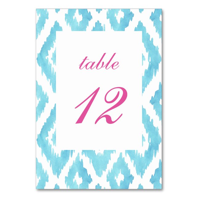 Numeração De Mesa Número de Mesa Ikat Azul Turquesa (Frente)