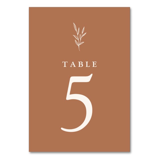 Numeração De Mesa Número de Mesa Laranja Queimada Botânica para Casa (Frente)