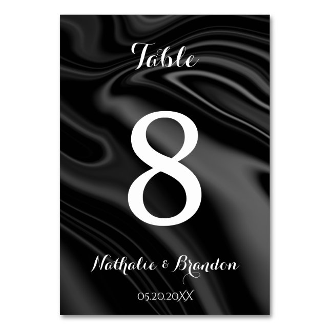 Numeração De Mesa Número de mesa líquido preto elegante (Frente)