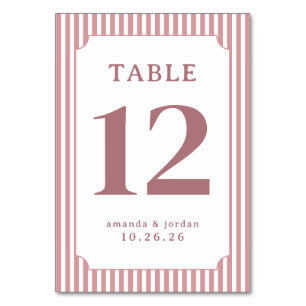 Numeração De Mesa Número de Mesa Listrado Rosa Elegante