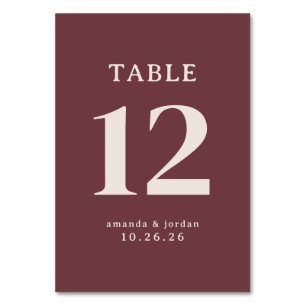 Numeração De Mesa Número de Mesa Marrom Elegante