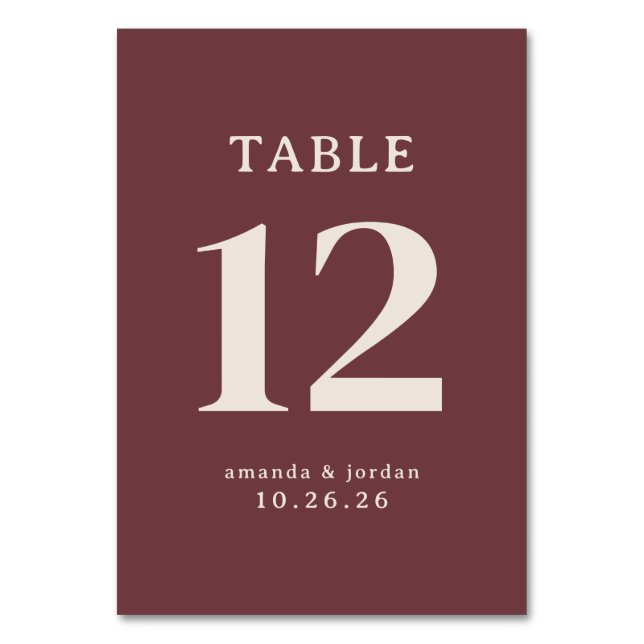 Numeração De Mesa Número de Mesa Marrom Elegante (Frente)