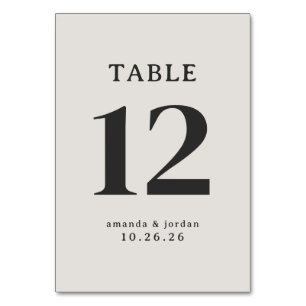 Numeração De Mesa Número de Mesa Minimalista Bege Elegante