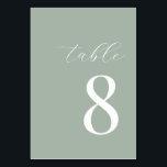 Numeração De Mesa Número de Mesa Moderna Verde Sage Minimalista<br><div class="desc">Número de Mesa Moderna Verde Sage Minimalista</div>