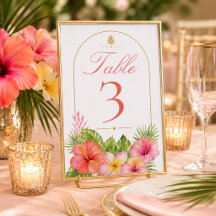 Número de Mesa para Chá de Noiva Tropical