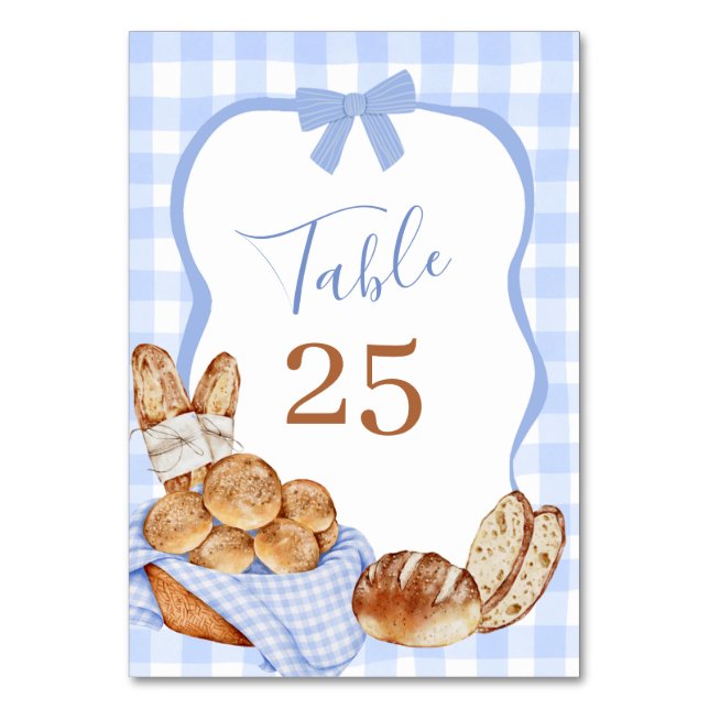 Numeração De Mesa Número de Mesa Plaid Xadrez Azul com Pãozinho no f (Frente)