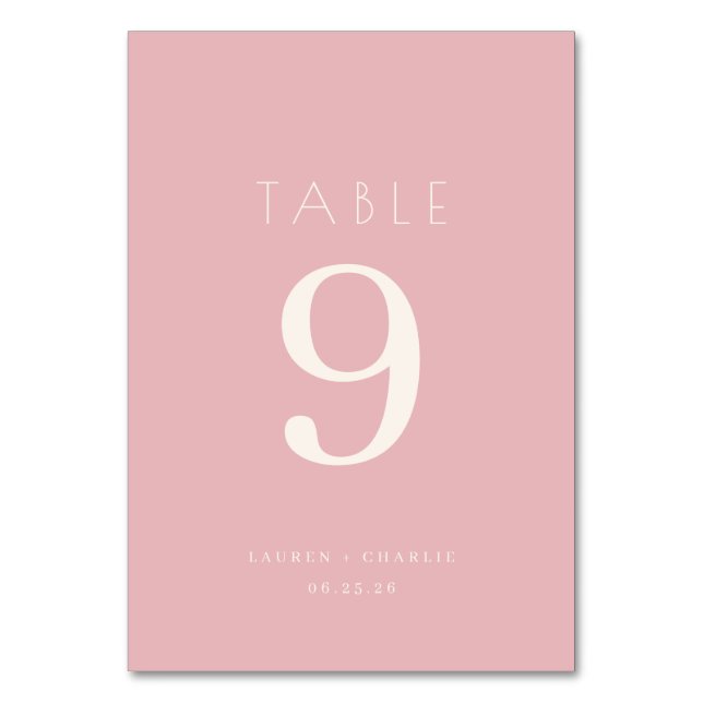 Numeração De Mesa Número de Mesa Rosa Elegante (Frente)