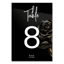 Numeração De Mesa Número de Mesa Rosa Preto e Dourado Elegante