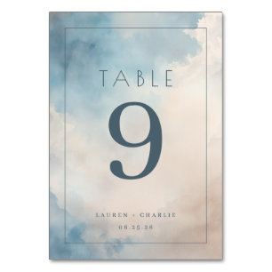 Numeração De Mesa Número de Mesa Sereno em Aquarela Azul
