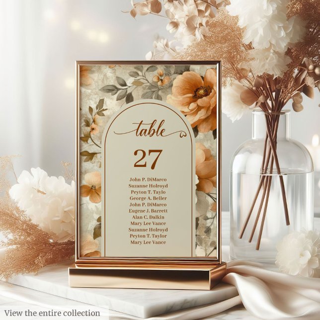 Numeração De Mesa Número de Mesa Sofisticado Boho Cobre Marfim Sage (Sophisticated Boho Copper Ivory Sage Table Number)