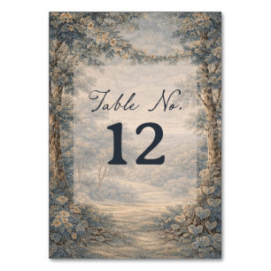 Numeração De Mesa Número de Mesa Tapeçaria Azul Toile Vintage Flores
