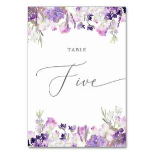 Numeração De Mesa Número de tabela 5 floral de lavanda