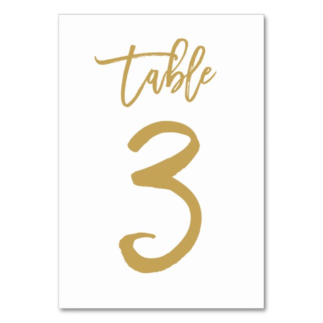 Numeração De Mesa Número de Tabela com Letra de Mão Chic Dourado | M (Frente)