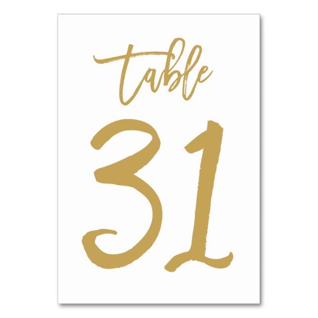 Numeração De Mesa Número de Tabela com Letra de Mão Chic Dourado | M (Frente)