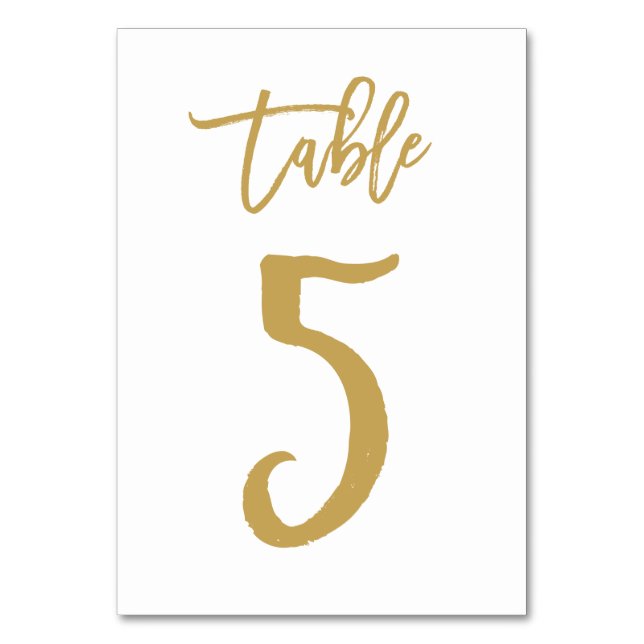Numeração De Mesa Número de Tabela com Letra de Mão Chic Dourado | M (Frente)