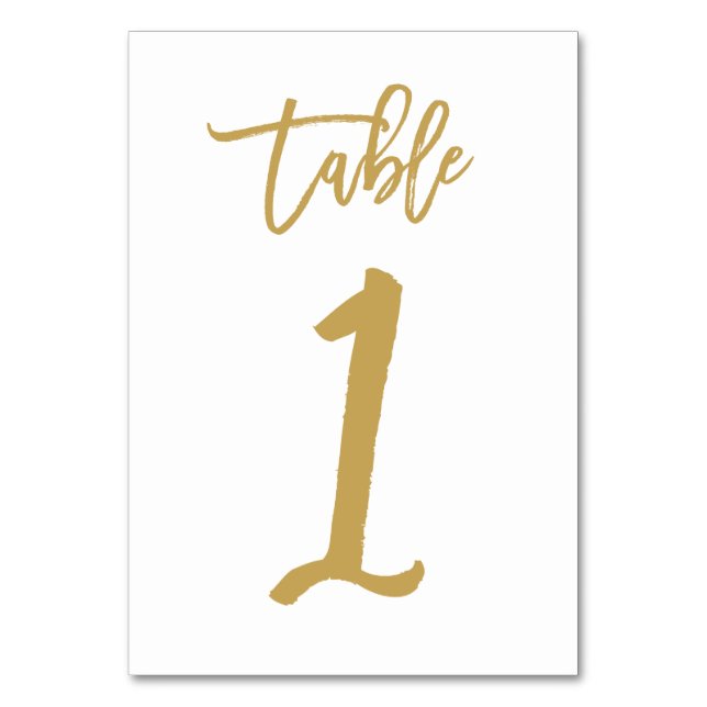 Numeração De Mesa Número de Tabela com Letra de Mão Chic Dourado | M (Frente)