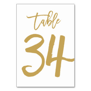 Numeração De Mesa Número de Tabela com Letra de Mão Chic Dourado   M