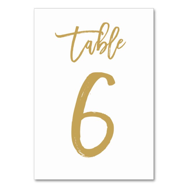 Numeração De Mesa Número de Tabela com Letra de Mão Chic Dourado | M (Frente)