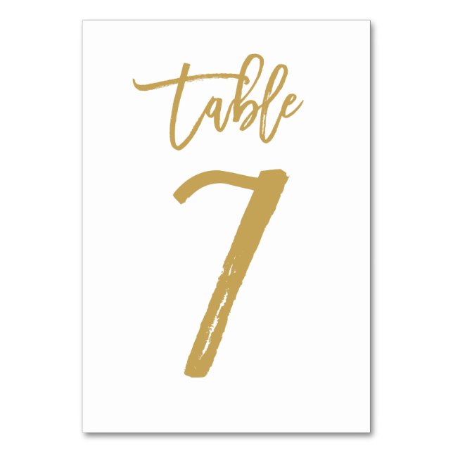 Numeração De Mesa Número de Tabela com Letra de Mão Chic Dourado | M (Frente)