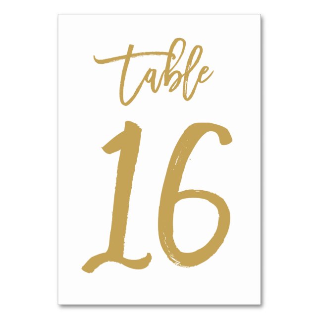 Numeração De Mesa Número de Tabela com Letra de Mão Chic Dourado | M (Frente)