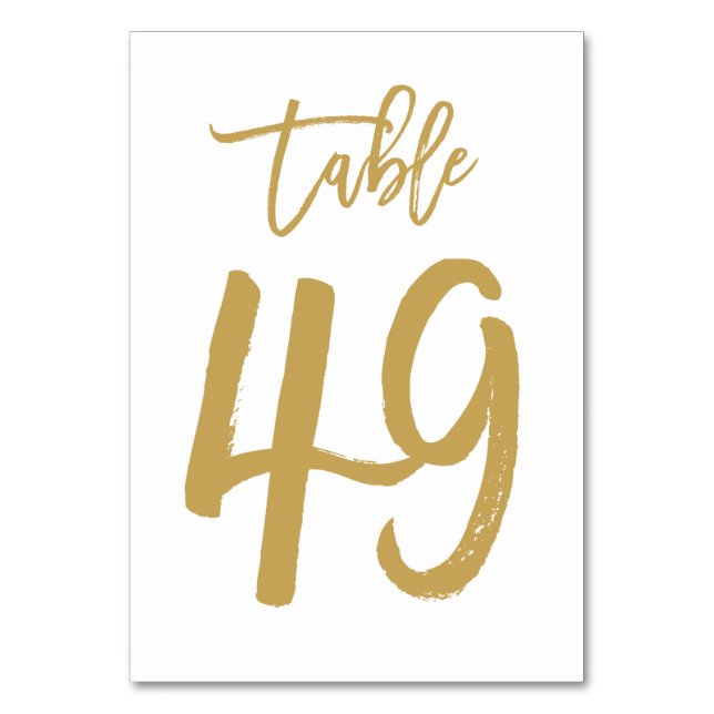 Numeração De Mesa Número de Tabela com Letra de Mão Chic Dourado | M (Frente)