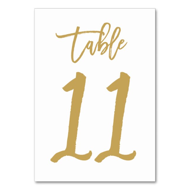 Numeração De Mesa Número de Tabela com Letra de Mão Chic Dourado | M (Frente)