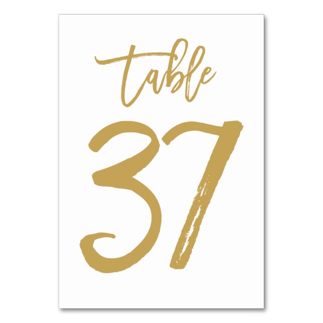 Numeração De Mesa Número de Tabela com Letra de Mão Chic Dourado | M (Frente)