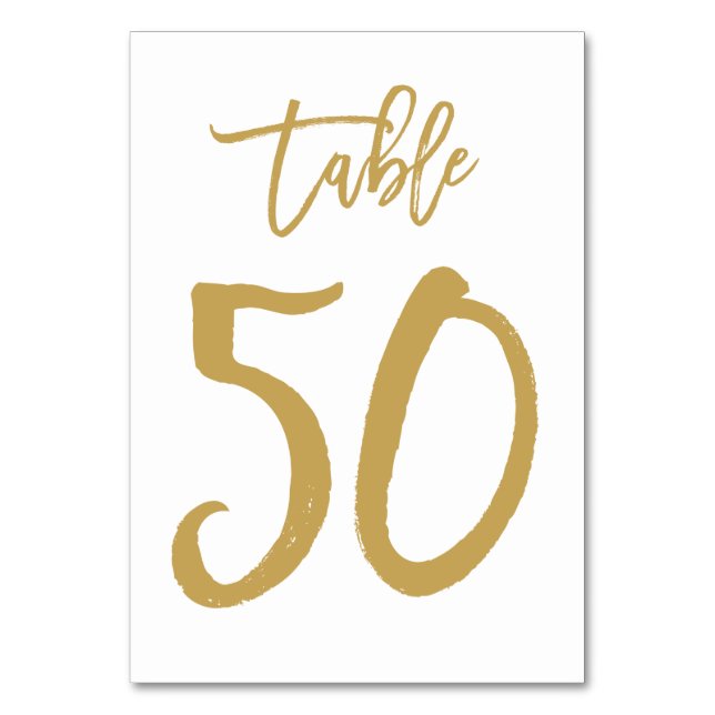 Numeração De Mesa Número de Tabela com Letra de Mão Chic Dourado | M (Frente)