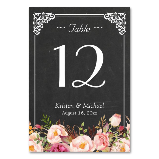 Numeração De Mesa Número de Tabela de Casamento de Chalkboard Rustic (Frente)