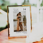 Numeração De Mesa Número de Tabela de Casamento de Fotos de Script M<br><div class="desc">O moderno e elegante design imprimiu um Cartão de Número de Tabela de Foto Moderno Mínimo de Script Moderno para Casamento de Fotos, que pode ser personalizado com seu texto e adiciona cada cartão de número de tabela ao seu carrinho, um por um. Clique no botão "Personalizar" e use nossa...</div>