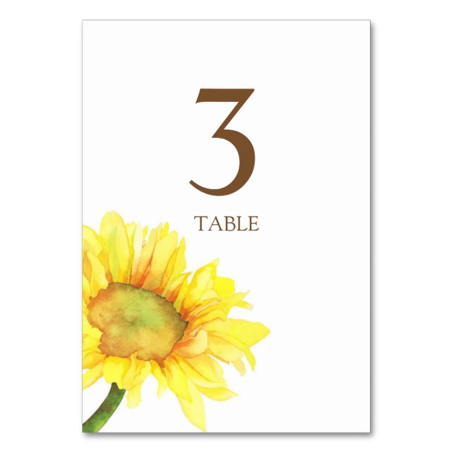 Numeração De Mesa Numero de Tabela de Casamento de Girassol (Frente)