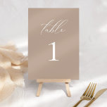 Numeração De Mesa Número de Tabela de Casamento de Taupe de Script E<br><div class="desc">Este belo convite faz parte de uma coleção inteira! Misture e combine cores e uva seus hóspedes com estes designs lindos e clássicos.</div>