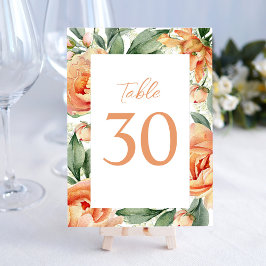 Numeração De Mesa Número de Tabela de Casamento Elegante Peach Flora