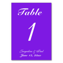 Número de Tabela de Casamento Violeta