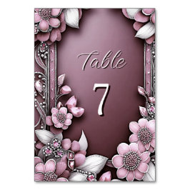 Numeração De Mesa Número de Tabela de Frame Floral Rosa