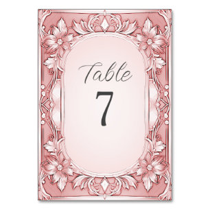 Numeração De Mesa Número de Tabela de Frame Floral Rosa