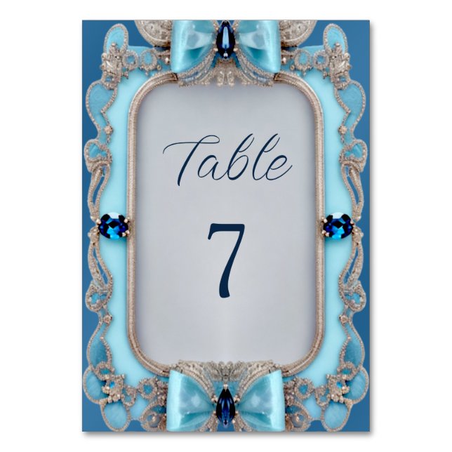 Numeração De Mesa Número de Tabela de Quadro Decorativo Azul (Frente)