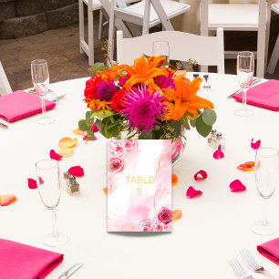 Numeração De Mesa Número de tabela de Rosa magenta cor-de-água rosa