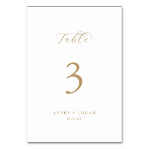 Numeração De Mesa Número de Tabela de Script Dourado Elegante